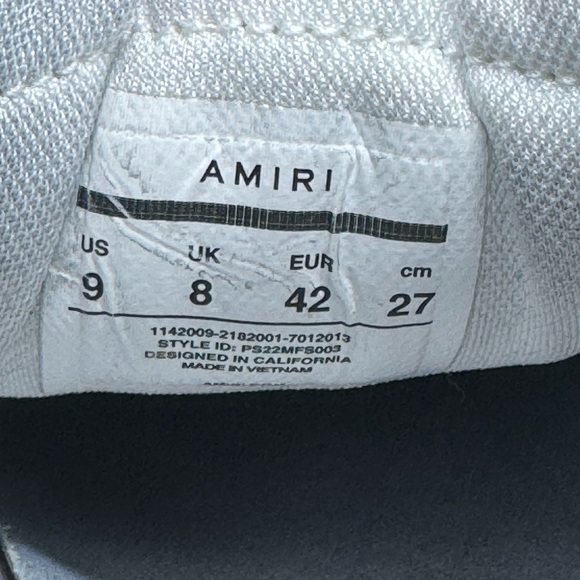 AMIRI Skel Top Low White Vintage Men Size 9 Sneakers Shoes - Picture 8 of 8